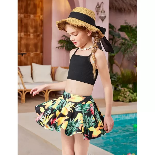 Arshiner Girls' 3Pcs Swimsuits Bikini Bathing Suit Beach Surf Floral Tankini Swimwear