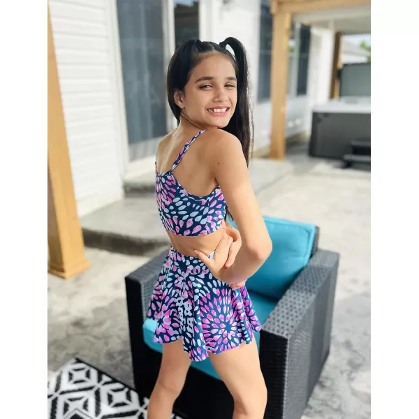 Arshiner Girls' 3Pcs Swimsuits Bikini Bathing Suit Beach Surf Floral Tankini Swimwear