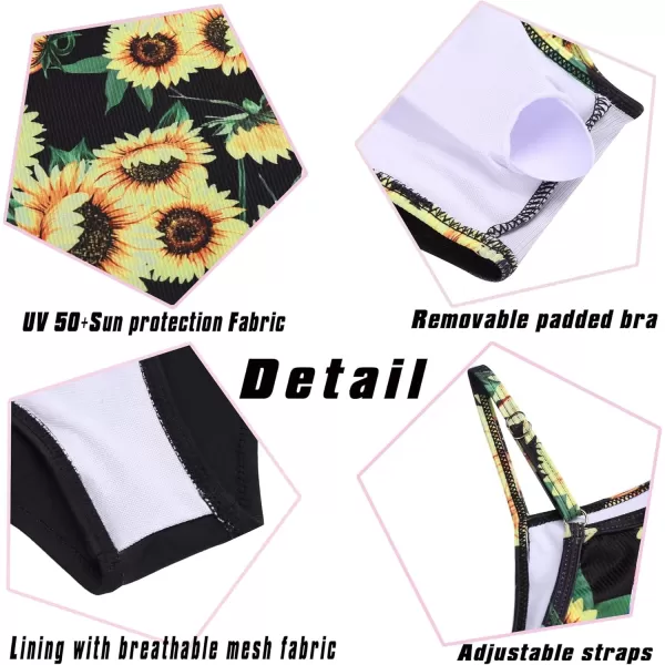 Arshiner Girls' 3Pcs Swimsuits Bikini Bathing Suit Beach Surf Floral Tankini Swimwear