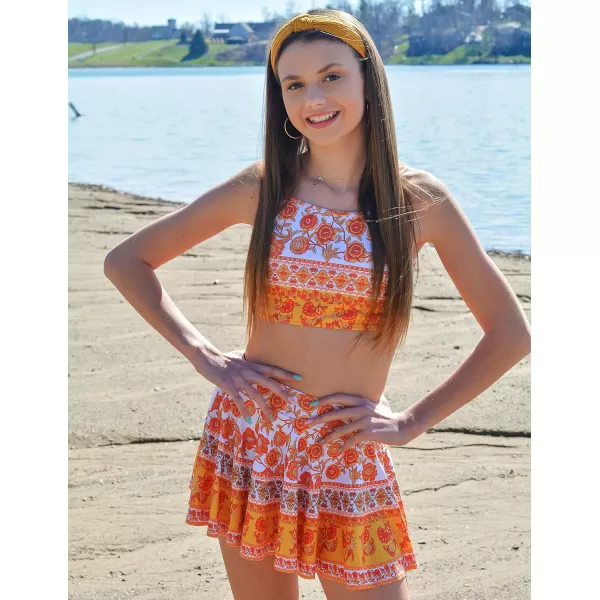 Arshiner Girls' 3Pcs Swimsuits Bikini Bathing Suit Beach Surf Floral Tankini Swimwear