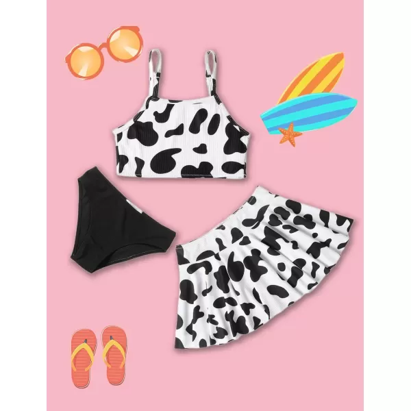 Arshiner Girls' 3Pcs Swimsuits Bikini Bathing Suit Beach Surf Floral Tankini Swimwear
