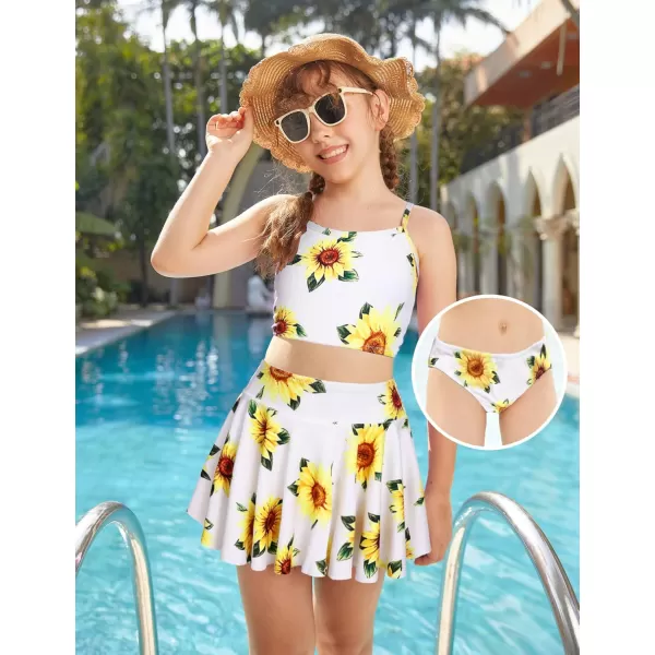 Arshiner Girls' 3Pcs Swimsuits Bikini Bathing Suit Beach Surf Floral Tankini Swimwear
