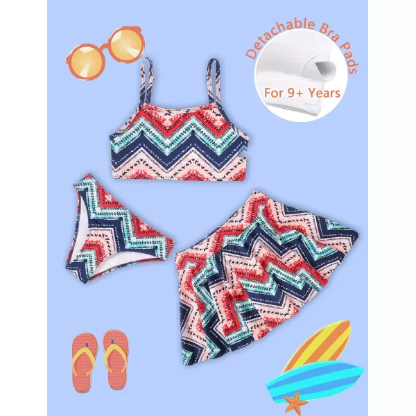 Arshiner Girls' 3Pcs Swimsuits Bikini Bathing Suit Beach Surf Floral Tankini Swimwear