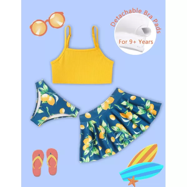 Arshiner Girls' 3Pcs Swimsuits Bikini Bathing Suit Beach Surf Floral Tankini Swimwear