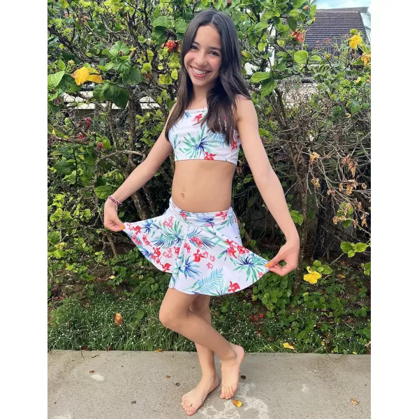 Arshiner Girls' 3Pcs Swimsuits Bikini Bathing Suit Beach Surf Floral Tankini Swimwear