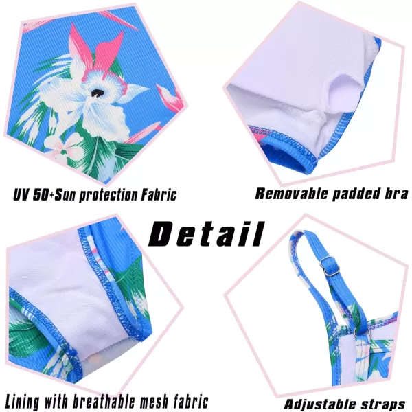 Arshiner Girls' 3Pcs Swimsuits Bikini Bathing Suit Beach Surf Floral Tankini Swimwear