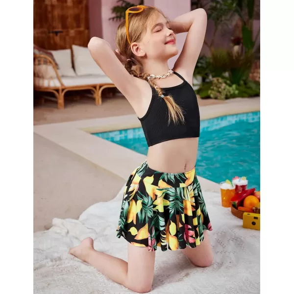 Arshiner Girls' 3Pcs Swimsuits Bikini Bathing Suit Beach Surf Floral Tankini Swimwear