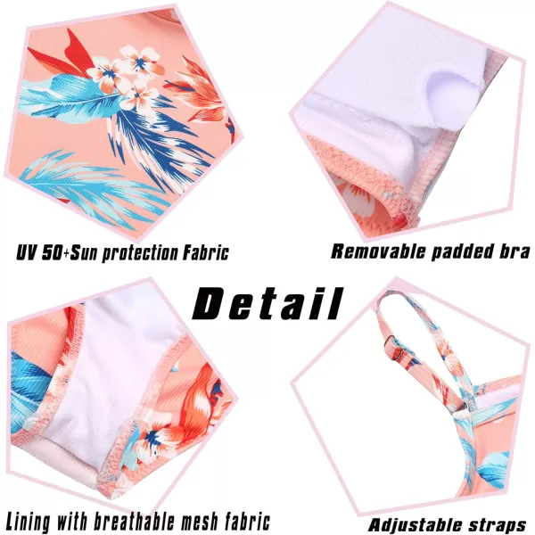 Arshiner Girls' 3Pcs Swimsuits Bikini Bathing Suit Beach Surf Floral Tankini Swimwear