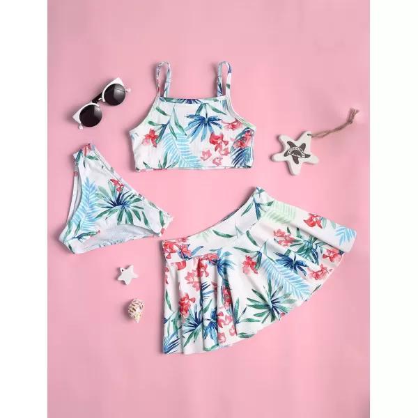 Arshiner Girls' 3Pcs Swimsuits Bikini Bathing Suit Beach Surf Floral Tankini Swimwear
