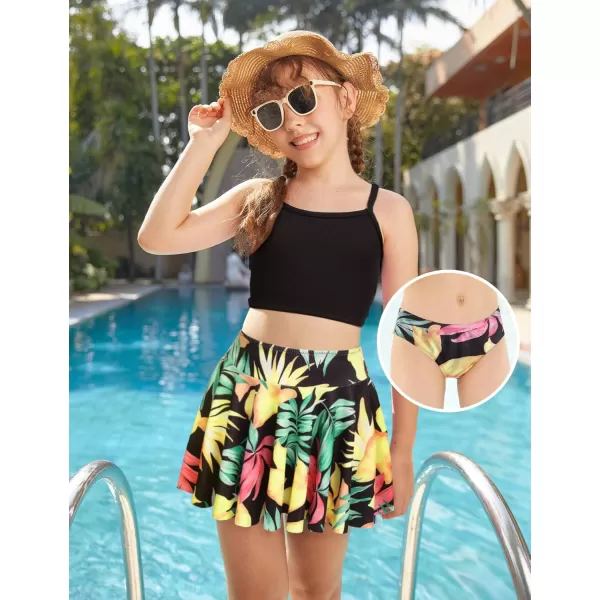 Arshiner Girls' 3Pcs Swimsuits Bikini Bathing Suit Beach Surf Floral Tankini Swimwear