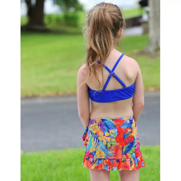 Arshiner Girls Bathing Suits 3 Piece Swimsuit with Cover Up Skirt Beach Surf Floral Tankini Swimwear for 5-14 Years