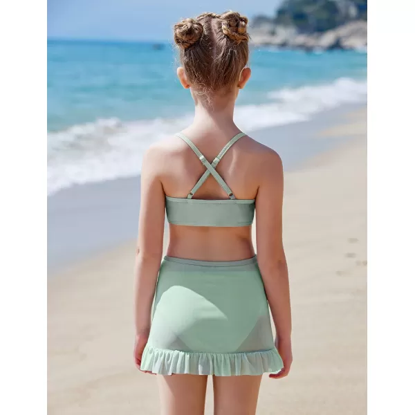 Arshiner Girls Bathing Suits 3 Piece Swimsuit with Cover Up Skirt Beach Surf Floral Tankini Swimwear for 5-14 Years