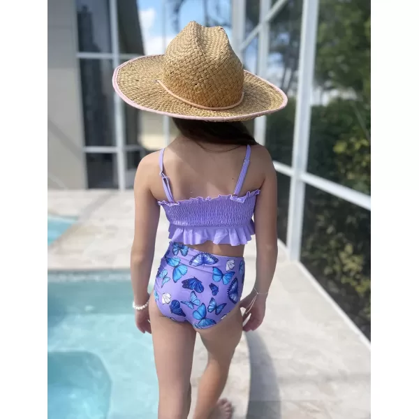 Arshiner Girls Bikini 2 Piece Swimsuit Shirred Bathing Suit Swimwear