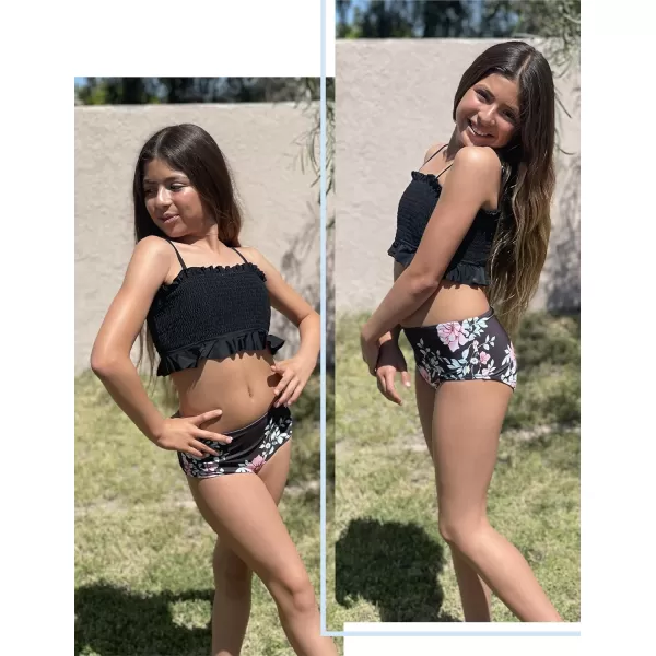 Arshiner Girls Bikini 2 Piece Swimsuit Shirred Bathing Suit Swimwear