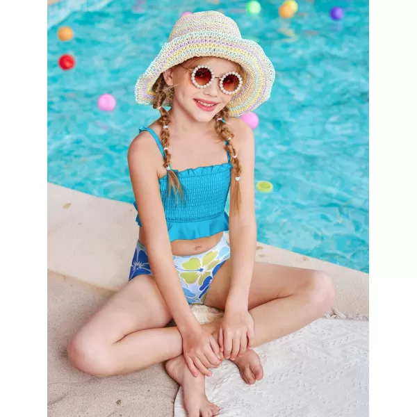 Arshiner Girls Bikini 2 Piece Swimsuit Shirred Bathing Suit Swimwear