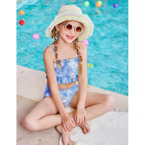 Arshiner Girls Bikini 2 Piece Swimsuit Shirred Bathing Suit Swimwear
