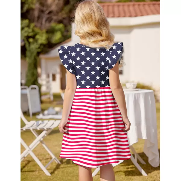 Arshiner Girls Dress Flutter Sleeve A-Line Button Down Sundress Casual Midi Dresses for 4-12 Years Kids