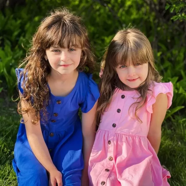 Arshiner Girls Dress Flutter Sleeve A-Line Button Down Sundress Casual Midi Dresses for 4-12 Years Kids