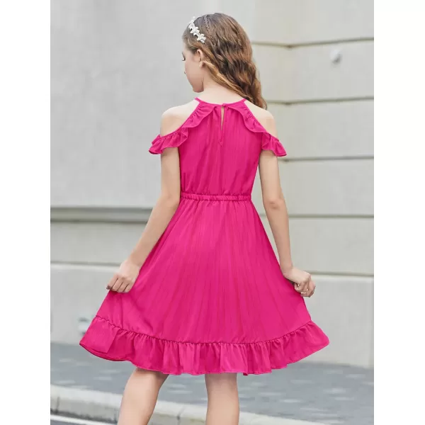 Arshiner Girls Dress Halter Neck Ruffle Sleeveless Formal Party Casual Summer Sundress for 5-14 Years