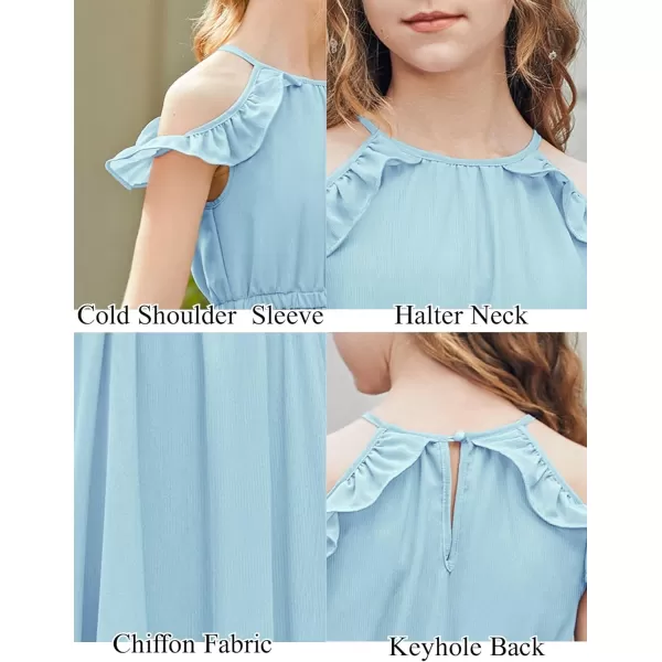 Arshiner Girls Dress Halter Neck Ruffle Sleeveless Formal Party Casual Summer Sundress for 5-14 Years