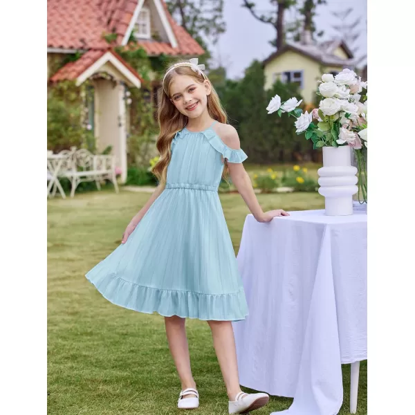 Arshiner Girls Dress Halter Neck Ruffle Sleeveless Formal Party Casual Summer Sundress for 5-14 Years