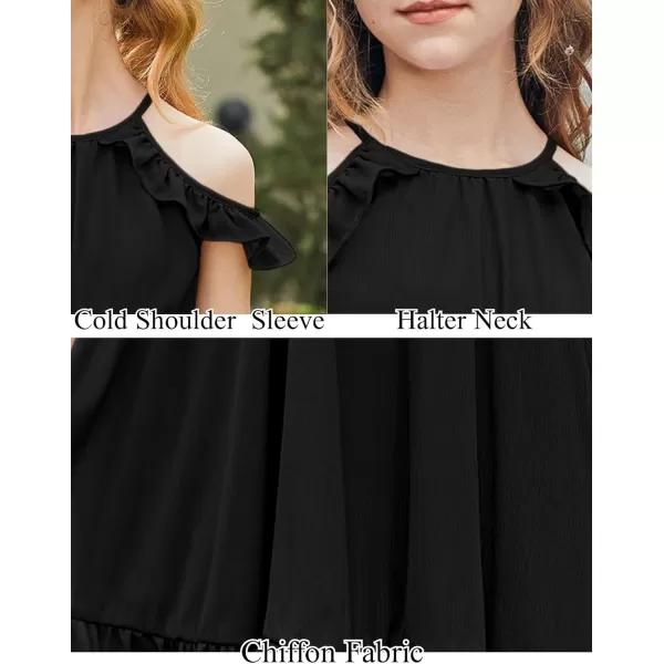 Arshiner Girls Dress Halter Neck Ruffle Sleeveless Formal Party Casual Summer Sundress for 5-14 Years