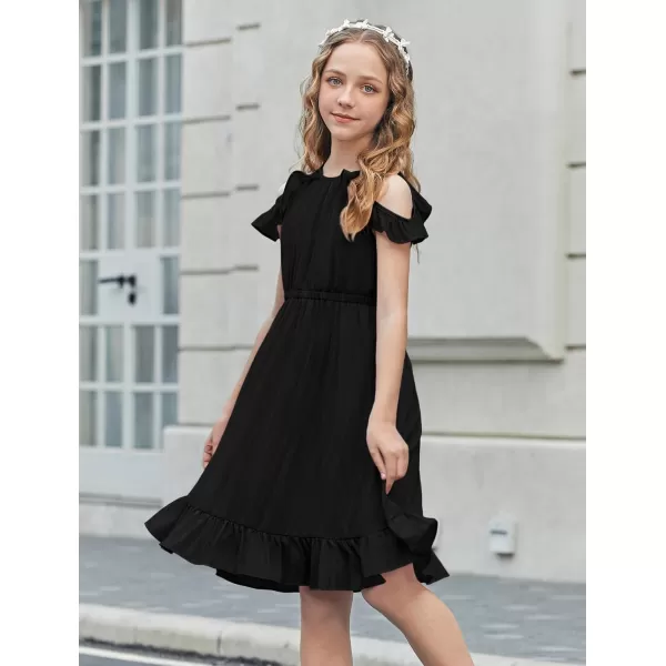 Arshiner Girls Dress Halter Neck Ruffle Sleeveless Formal Party Casual Summer Sundress for 5-14 Years