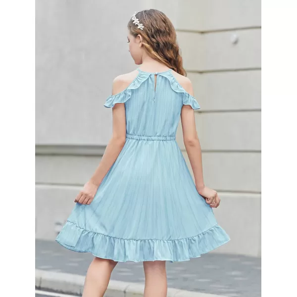 Arshiner Girls Dress Halter Neck Ruffle Sleeveless Formal Party Casual Summer Sundress for 5-14 Years