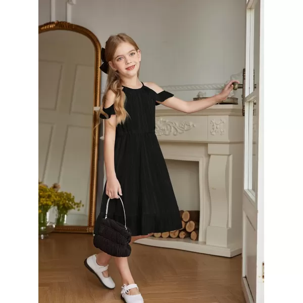 Arshiner Girls Dress Halter Neck Ruffle Sleeveless Formal Party Casual Summer Sundress for 5-14 Years