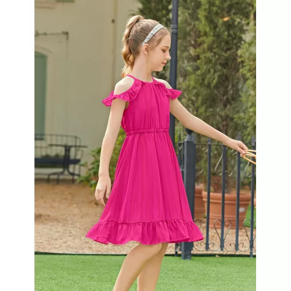 Arshiner Girls Dress Halter Neck Ruffle Sleeveless Formal Party Casual Summer Sundress for 5-14 Years