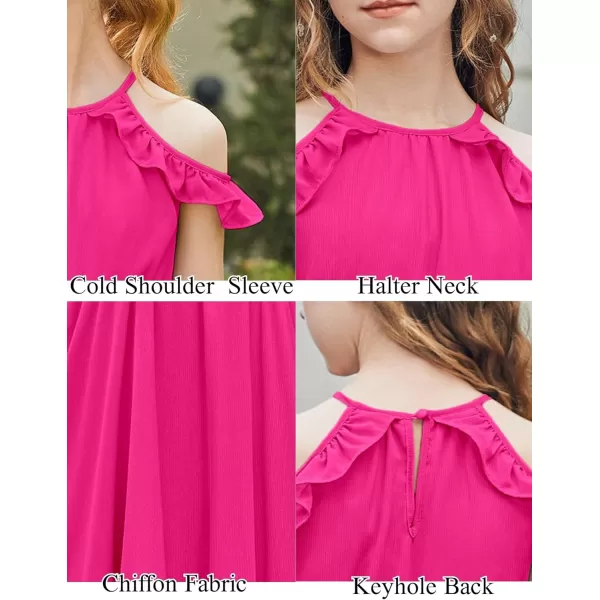 Arshiner Girls Dress Halter Neck Ruffle Sleeveless Formal Party Casual Summer Sundress for 5-14 Years