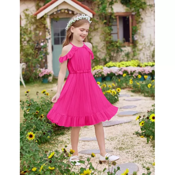 Arshiner Girls Dress Halter Neck Ruffle Sleeveless Formal Party Casual Summer Sundress for 5-14 Years