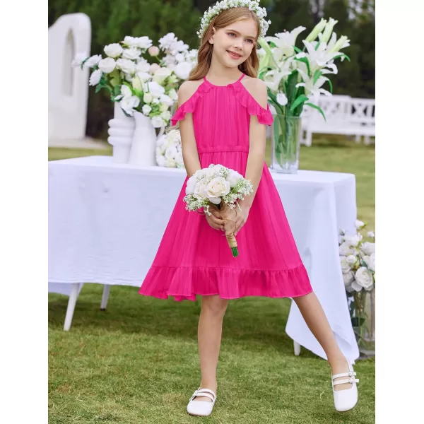 Arshiner Girls Dress Halter Neck Ruffle Sleeveless Formal Party Casual Summer Sundress for 5-14 Years