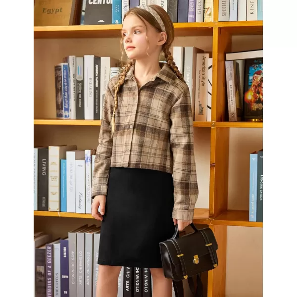 Arshiner Girls Dresses 2 Piece Outfit Cami Dress with Crop Button Up Blouse Shirt Clothing for 5-12 Years