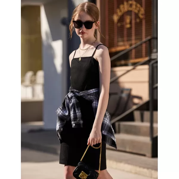 Arshiner Girls Dresses 2 Piece Outfit Cami Dress with Crop Button Up Blouse Shirt Clothing for 5-12 Years