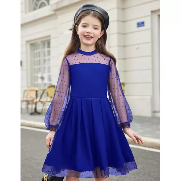 Arshiner Girls Dresses Contrast Mesh Puff Long Sleeve Mock Neck Formal Party A Line Short Tulle Dress