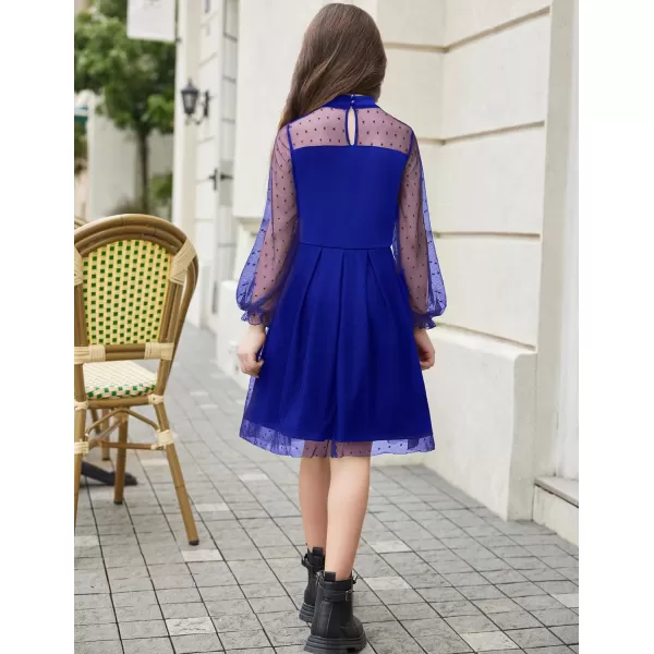 Arshiner Girls Dresses Contrast Mesh Puff Long Sleeve Mock Neck Formal Party A Line Short Tulle Dress