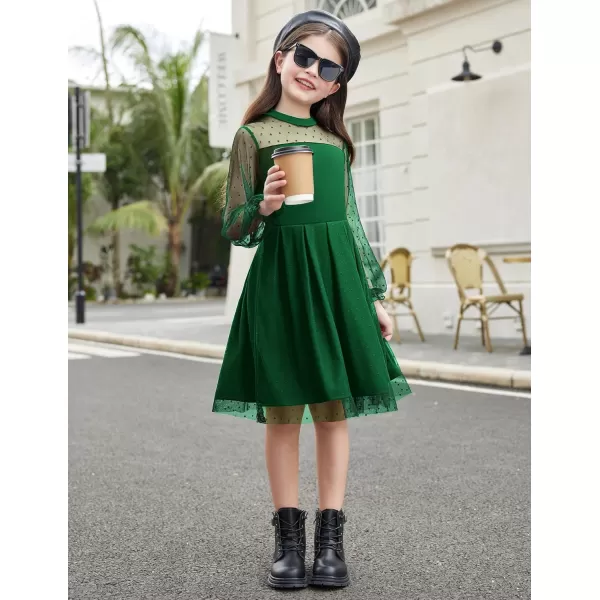 Arshiner Girls Dresses Contrast Mesh Puff Long Sleeve Mock Neck Formal Party A Line Short Tulle Dress