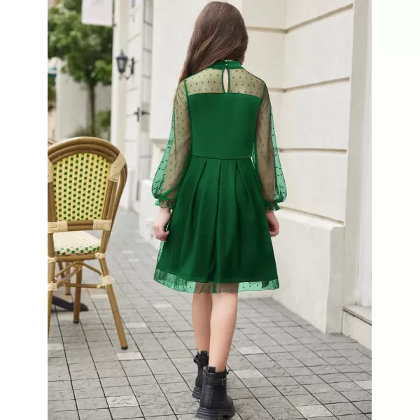 Arshiner Girls Dresses Contrast Mesh Puff Long Sleeve Mock Neck Formal Party A Line Short Tulle Dress