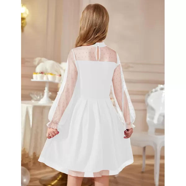 Arshiner Girls Dresses Contrast Mesh Puff Long Sleeve Mock Neck Formal Party A Line Short Tulle Dress