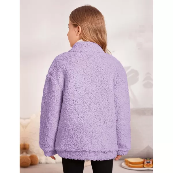 Arshiner Girls Full Zip Fleece Jacket Sherpa Outwear Coat Fall Winter for 4-12Y