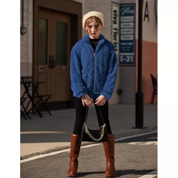 Arshiner Girls Full Zip Fleece Jacket Sherpa Outwear Coat Fall Winter for 4-12Y