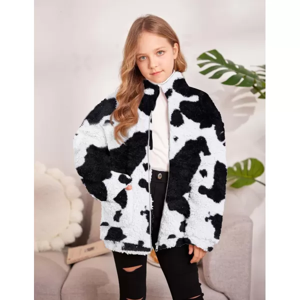 Arshiner Girls Full Zip Fleece Jacket Sherpa Outwear Coat Fall Winter for 4-12Y