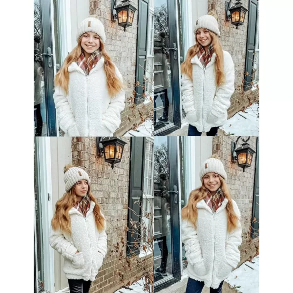 Arshiner Girls Full Zip Fleece Jacket Sherpa Outwear Coat Fall Winter for 4-12Y