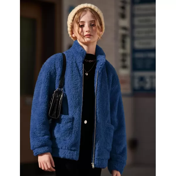 Arshiner Girls Full Zip Fleece Jacket Sherpa Outwear Coat Fall Winter for 4-12Y