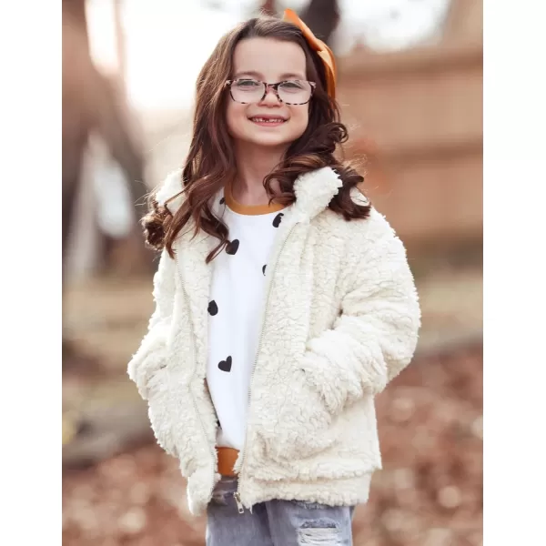 Arshiner Girls Full Zip Fleece Jacket Sherpa Outwear Coat Fall Winter for 4-12Y