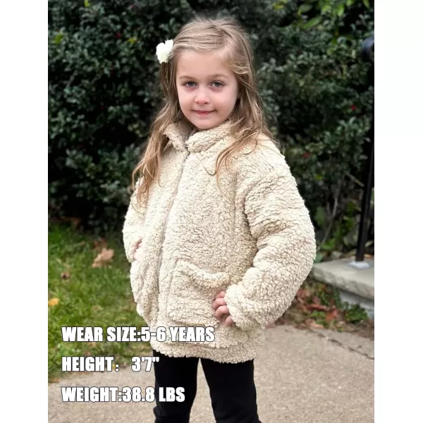 Arshiner Girls Full Zip Fleece Jacket Sherpa Outwear Coat Fall Winter for 4-12Y
