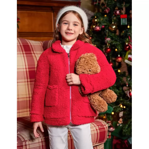 Arshiner Girls Full Zip Fleece Jacket Sherpa Outwear Coat Fall Winter for 4-12Y