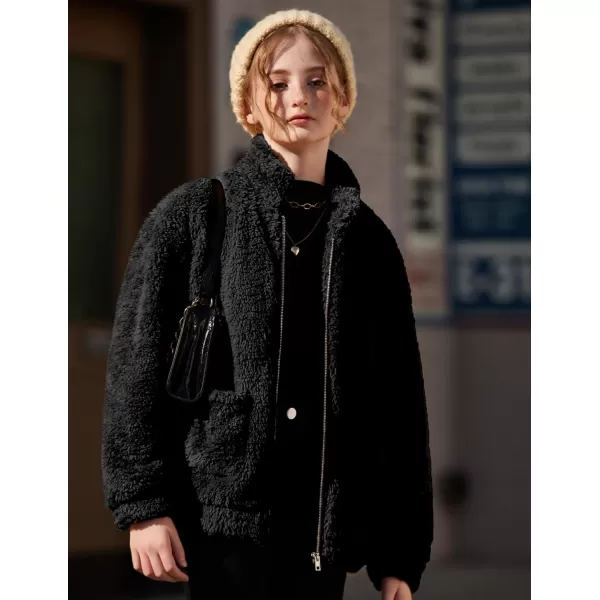 Arshiner Girls Full Zip Fleece Jacket Sherpa Outwear Coat Fall Winter for 4-12Y