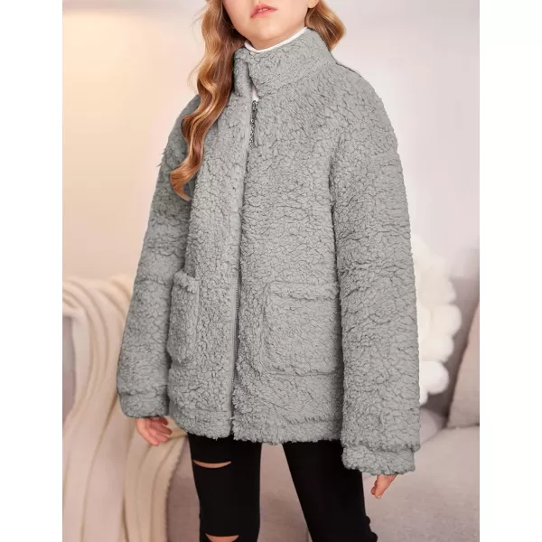 Arshiner Girls Full Zip Fleece Jacket Sherpa Outwear Coat Fall Winter for 4-12Y